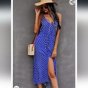 Colbot blue white potatoes dotted dress